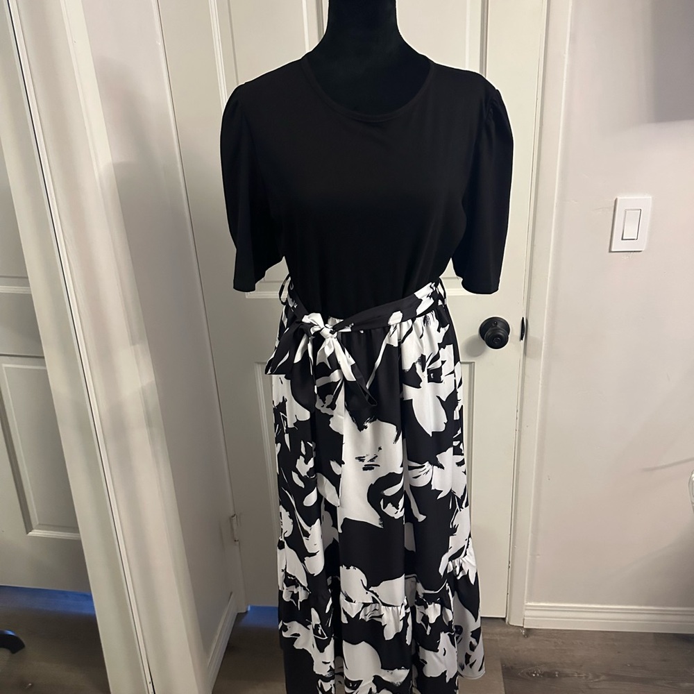 Black and White Floral Dress
